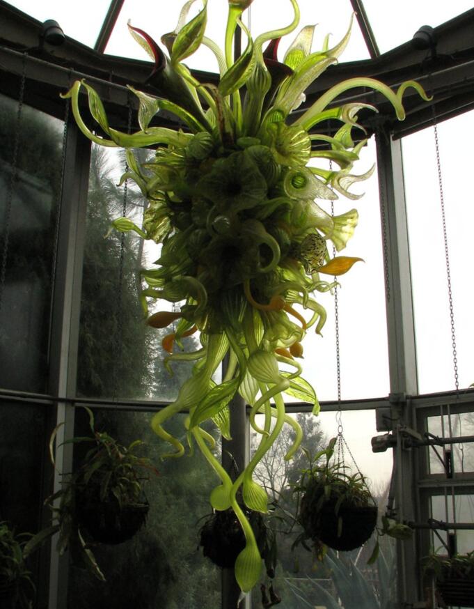 Lamp Artistic Hand Blown Glass Nepenthes Chandeliers Pendant Lamps Indoor Green Foliage Miscellaneous Chain Chandelier Lighting with LED Bulbs