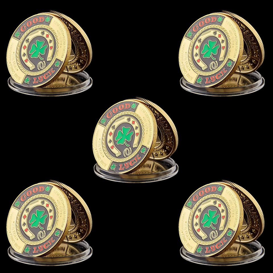 5pcs Metal Craft Poker Card Guard Protector Good Luck Souvenir Chips Coins Game Accessories