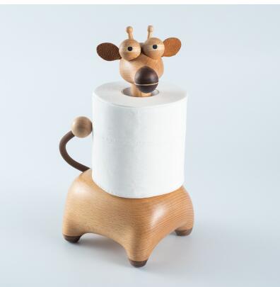Giraffe Tissue Boxes holder creative log roll paper holders solid wood decoration Nordic living room ornaments