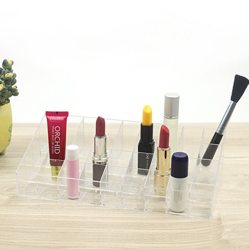 Trapezoid Color Plastic Makeup Display Stand 36 Grid Cosmetic Orgazional Case Clear Acrylic Lipstick Display Stand Jewelry Boxes Free Ship