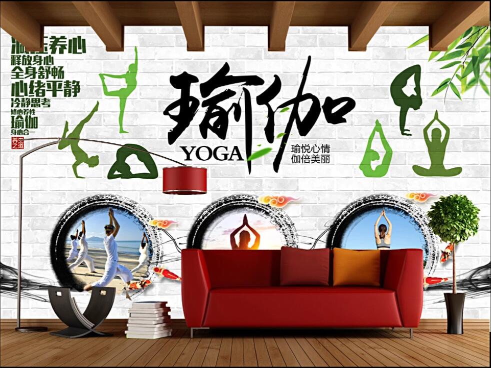 3d room wallpaper custom photo mural Ink Chinese style yoga training yoga studio background wall wallpaper for walls 3 d