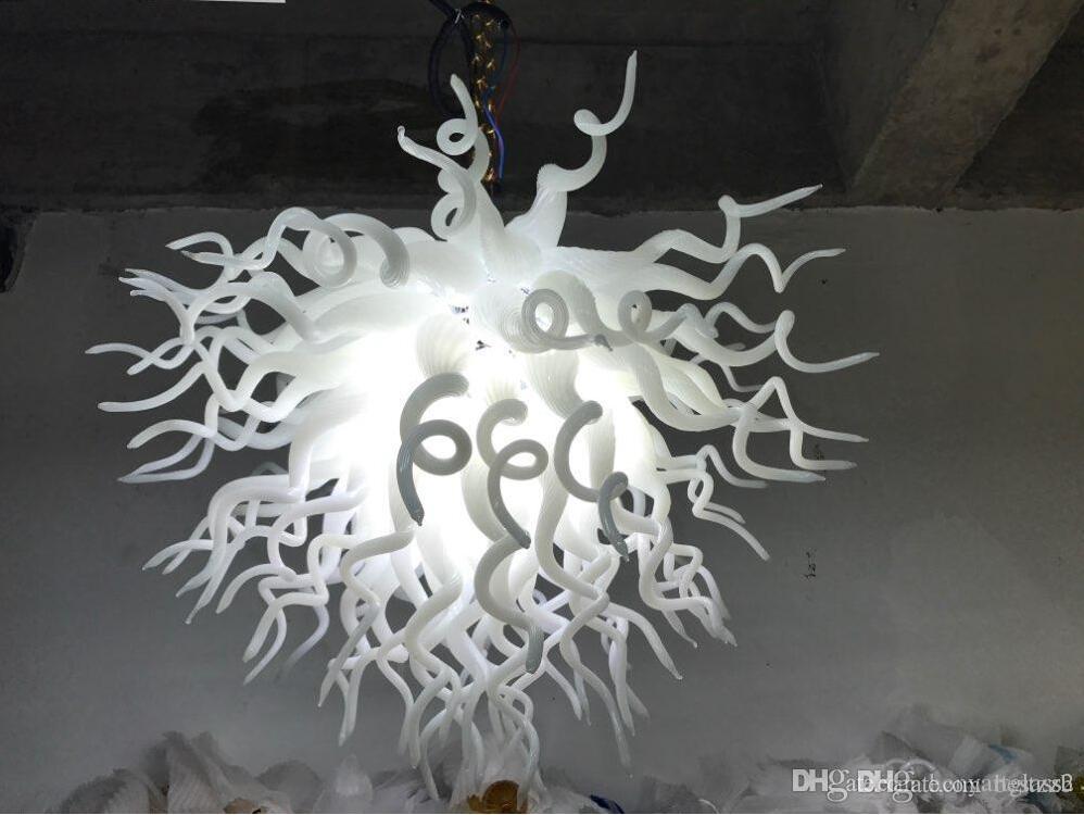 White Elegant LED Glass Art Chandelier Lighting Home Office Kitchen Decor Modern Crystal Chandeliers Free Shipping 110-240V