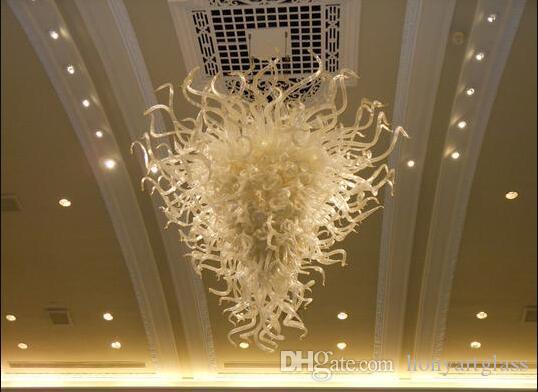 Free Shipping 100% Hand Blown Artistic Lamp Hotel Deco Large Chinese Blown Glass Chandelier Led Bulbs