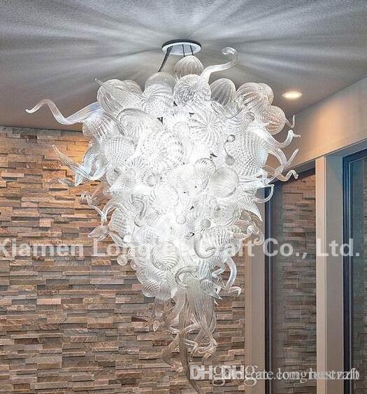 Free Shipping 110v-120v LED Bulbs 100% Handmade High Ceiling Clear Modern Decorative Glass Link Chandelier