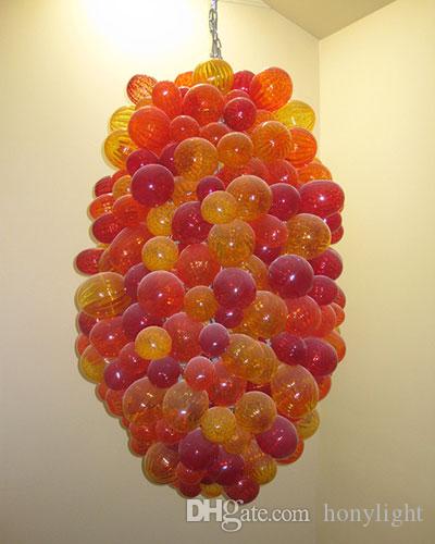 Orrange and Red Glass Bubble Chandelier Murano Glass Chandelier Livingroom Decor Hand Blown Glass LED Blubs Pendant Lamps for Sale