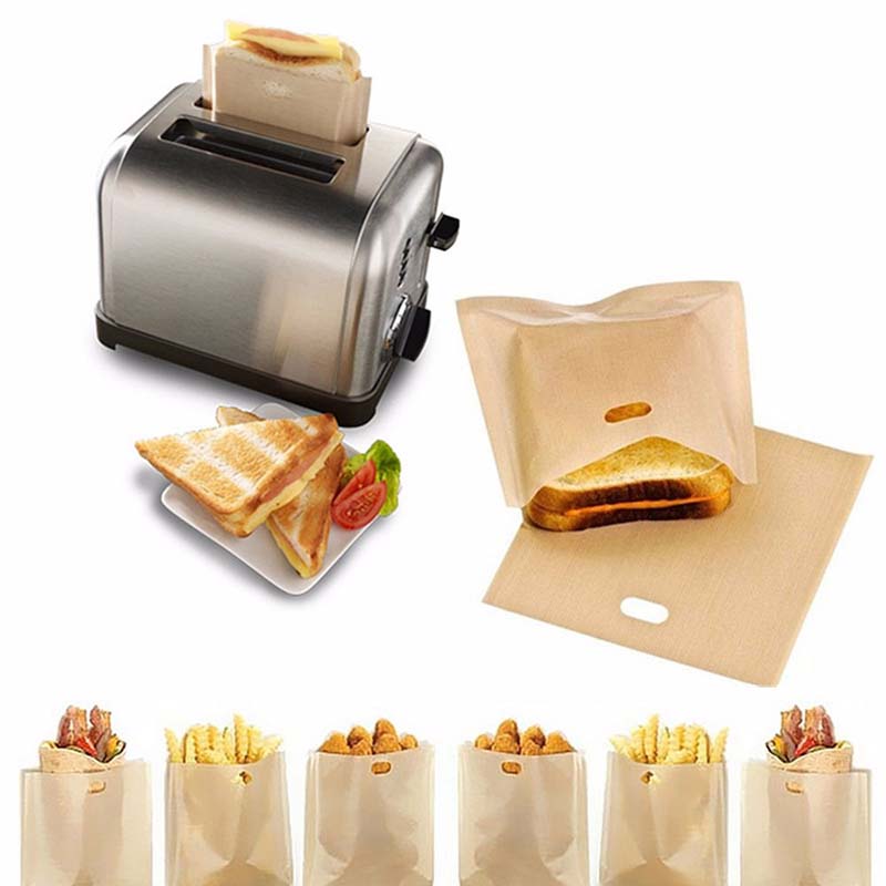 Microwave Heating Toaster Bags Bakeware Grilled Cheese Sandwiches Bag Reusable Non-stick Toasters Bread Packaging Cake Toasts Tools BH3058 TQQ