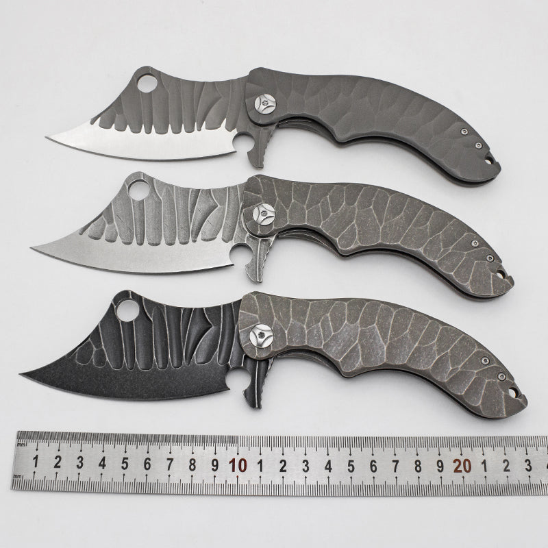 High Quality Ganondorf Rugged Knives D2 Blade Flipper Titanium Handle Folding Knife Practical Pocket EDC Outdoor Equipment Camping Hunting Tactical