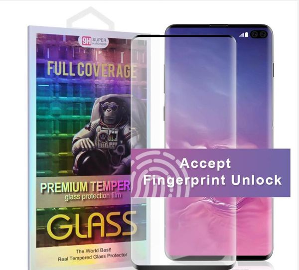 NO HOLE Fingerprint Unlock CASE Friendly Screen Protector for Samsung S10 NOTE 10 S10 PLUS Note 9 S7 EDGE Full Coverage Tempered Glass
