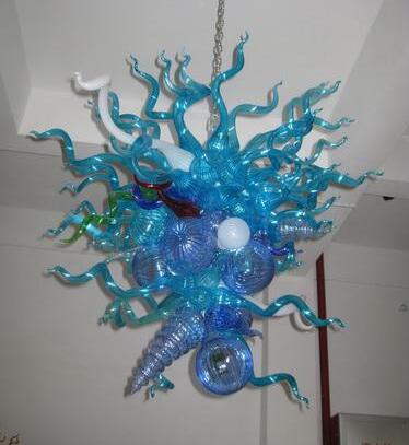 Blue Lamps Pendant Lamp LED Bulbs Hand Blown Murano Chandeliers Lighting American Style Glass Chandelier