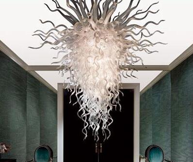 Lamp Living Room White Chandeliers Light Decorative Hand Blown Glass Pendant Chandelier Lamps with LED Bulbs