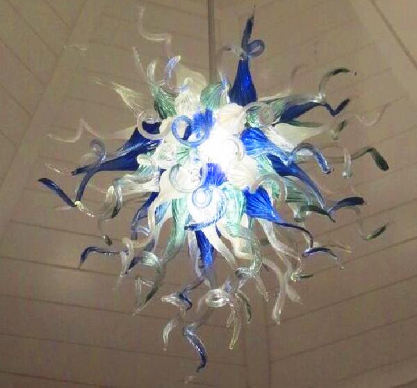 Hand Made Glass Chandelier Lighting for New House Art Decoration LED Bulbs Cobalt Blue White Green Color Cheap Price Chandelier