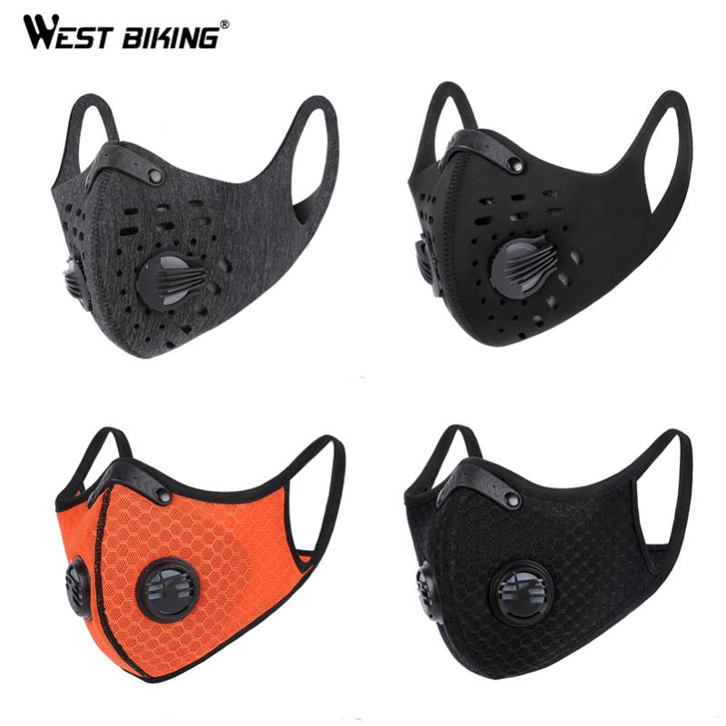 WEST BIKING Cycling Face Mask Sport Bike Mask Training PM 2.5 Dustproof Running Activated Carbon Filter Breathable