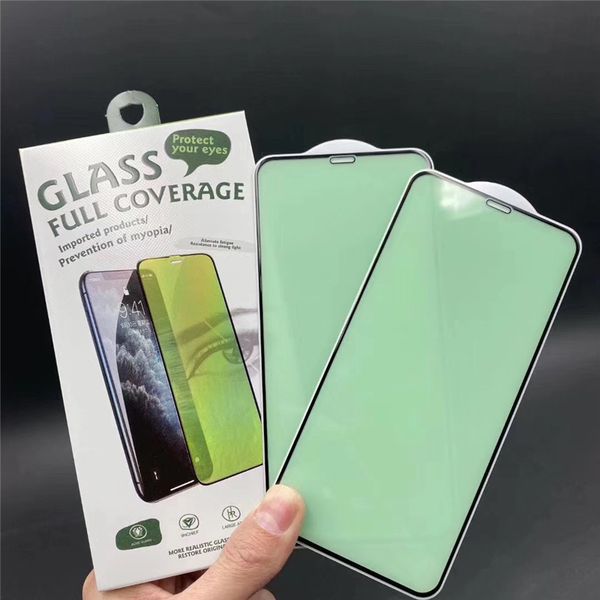 Eye Protection Green Light Tempered For iPhone 15 14 13 12 Pro Xs Max Xr Full Cover Cell Phone Screen Protector Glass with retail box