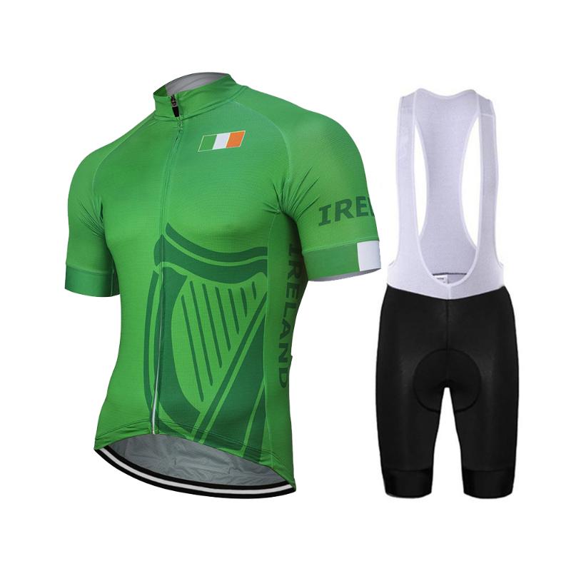 Cycling Jersey Sets Ireland 2021 Team Men Summer Set Bike MTB Road Race Riding Bicycle Wear Green Bib 9D Gel Breathable