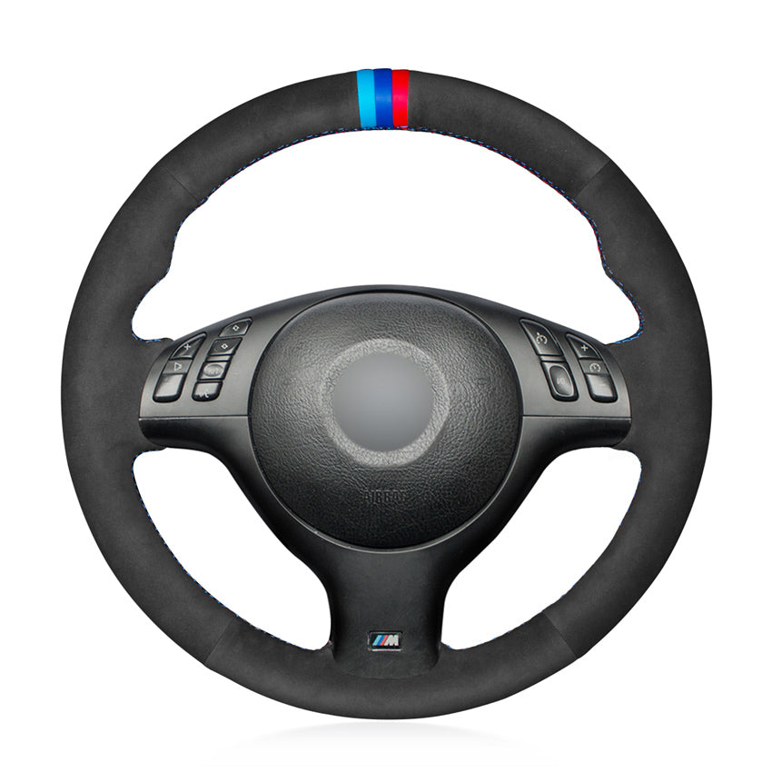 Black Suede Hand Sew Comfortable Soft Steering Wheel Cover for BMW M Sport E46 330i 330Ci E39 540i 525i 530i M3 E46 M5 E39