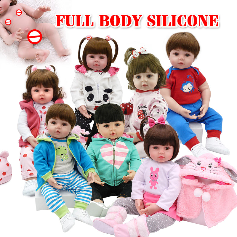 NPK Hot Selling 48cm Full Body Silicone Reborn Toddler Baby Dolls Lifelike Soft Touch Bebe Doll Water Proof Bath Toy