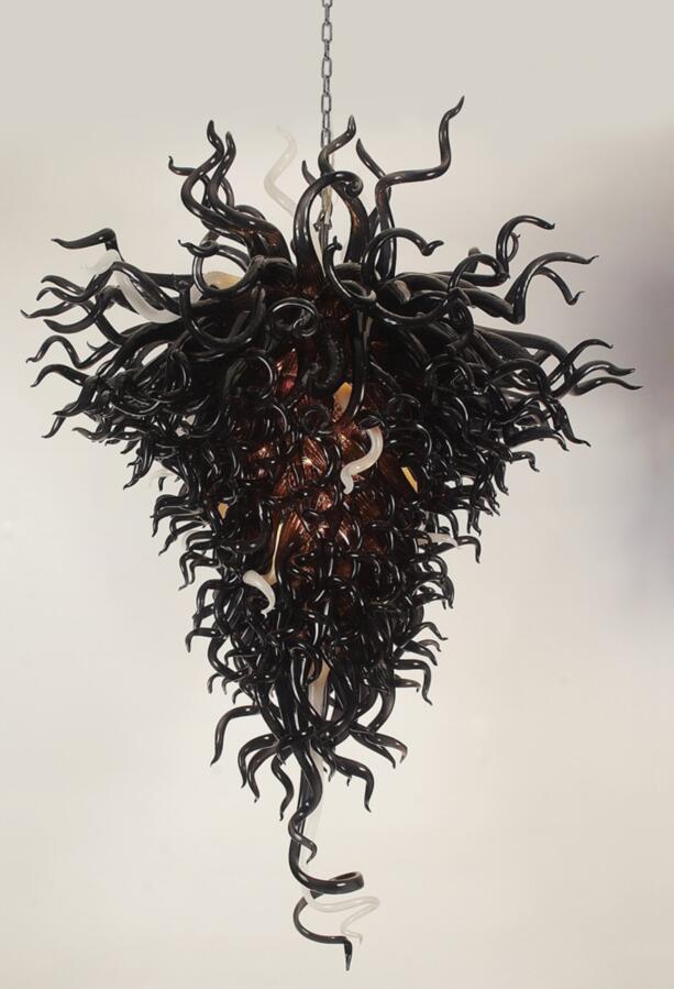 Lamps Fashion Big Black Chandeliers Pendant Light Classic Hand Blown Glass Chandelier Lighting for Home Hotel Decoration 110-220v AC Led Bulbs