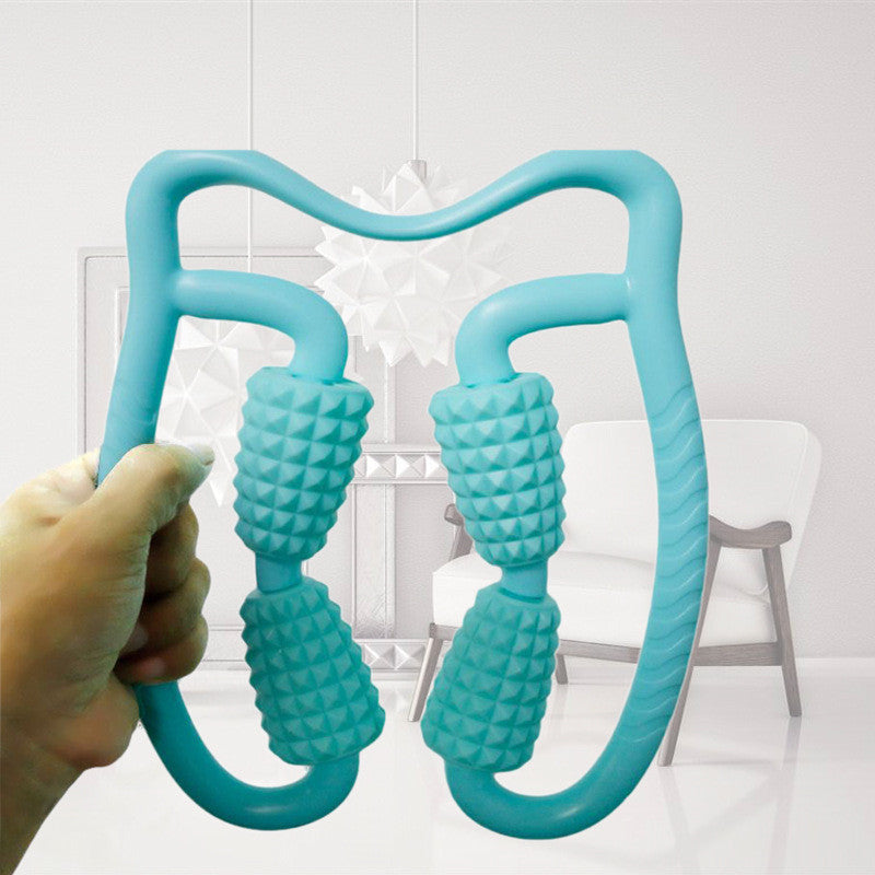 Leg Muscle Massager 4 Wheels Body Shaping Roller Ring Clamp Leg Waist Relaxation Yoga Fitness Pilates Massage Stick