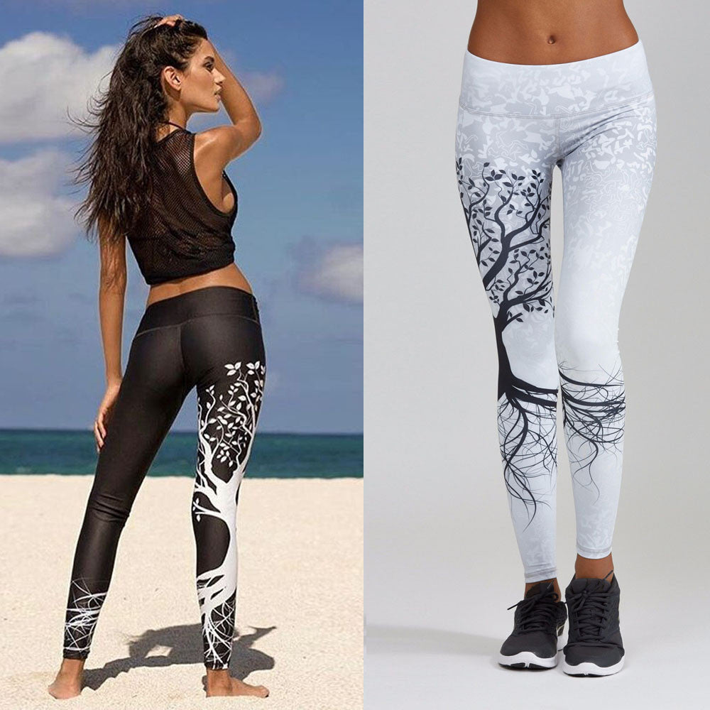Februaryfrost 2020 Women Elastic High Waist Tree Print Sports Leggings Breathable Push Up Sport Fitness Gym Yoga Pants