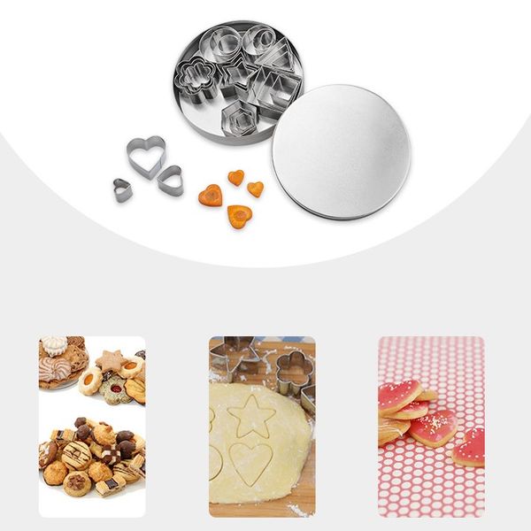Baking Moulds Stainless Steel Cookie Cutters Plunger Biscuit DIY Mold Star Heart Cutter Baking Mould Stencils Pastry YQ01504