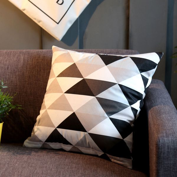 Black White Lattice Linen Pillow Cover 18*18inch Home Office Sofa Square Pillow Case Decorative Pillow Cushion Covers Pillowcases Funda De A