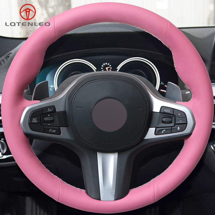 Pink Artificial Leather Steering Wheel Cover for BMW M Sport G30 G31 G32 G20 G21 G12 G14 G15 G16 X3 G01 X4 G02 X5 G05