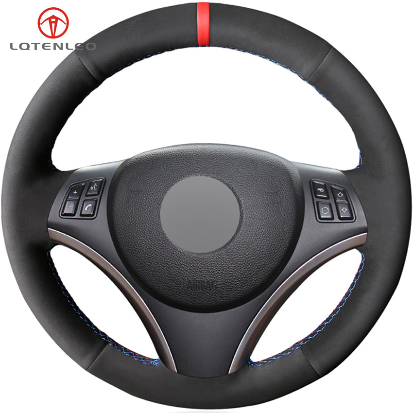 Black Suede DIY Car Steering Wheel Cover for BMW M Sport 1 Series E87 E81 E82 E88 120i 130i 120d X1 E84 (No Drum kits)