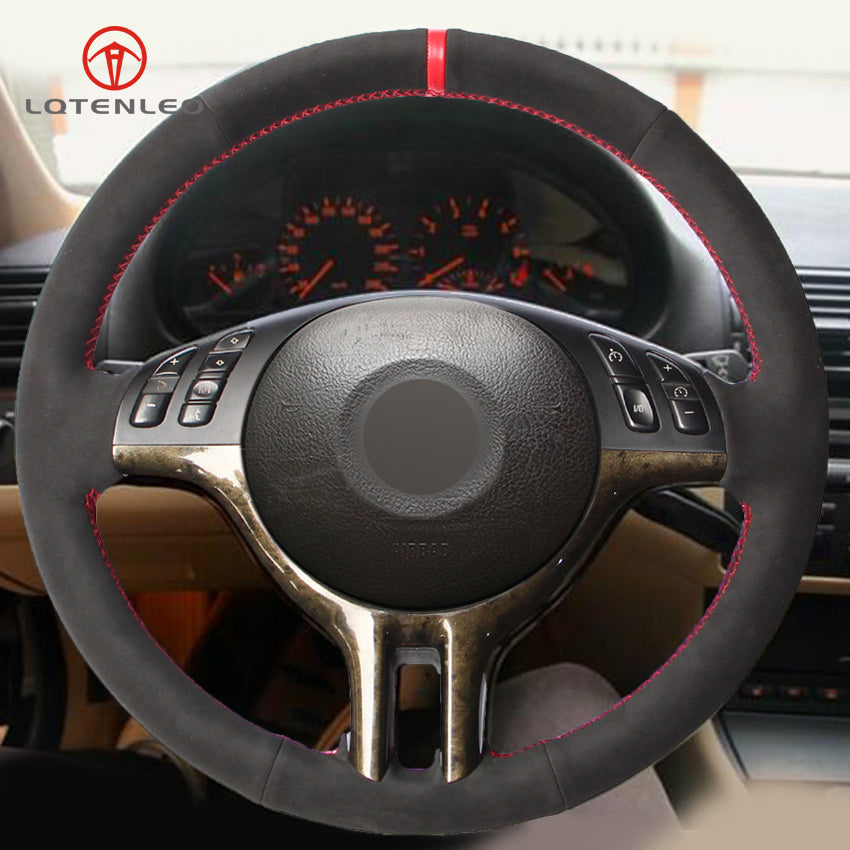 Black Suede Car Steering Wheel Cover for BMW 3 Series E46 2000-2006 5 Series E39 2000-2003 E53 X5 2003 Z3 E36 2000-2002