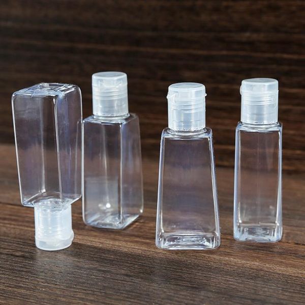 30ml trapezoidal disposable gel hand sanitizer bottle Travel Mini Plastic Empty bottle with Flip Top Cap makeup Shampoo sample bottles LX15