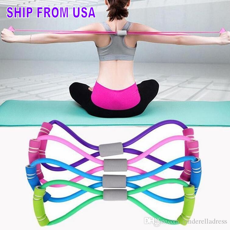 US Stock 8-shaped Rally Yoga Gel Fitness Resistance 8 Word Chest Rubber Fitness Rope Exercise Muscle Band Exercise Dilator Elastic FY8006