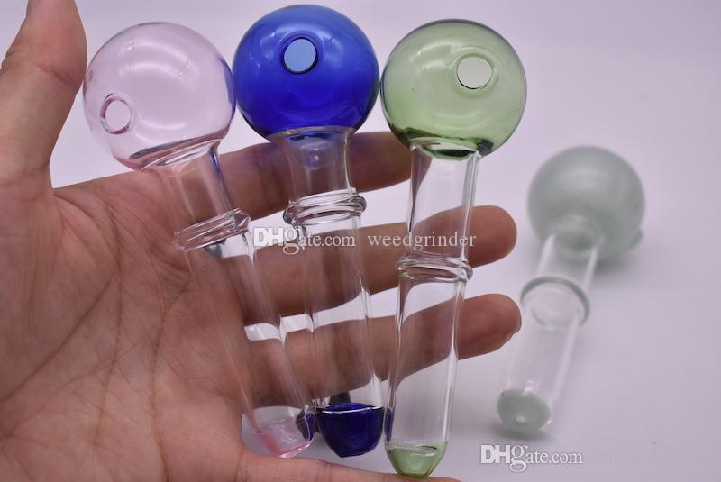 12cm OD Ball 40mm Big mixed colorful Pyrex Glass big oil burner pipe glass oil burner glass tube Tobacco pipe