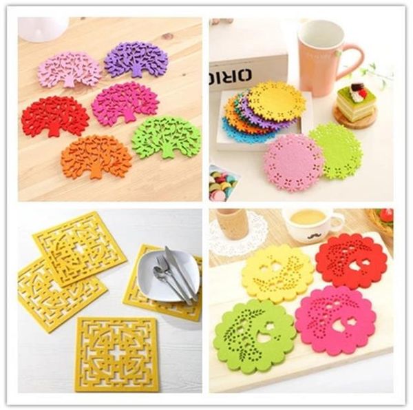 kinds o wool felt coasters placemats insulation and antiskid daily furniture pad drink kitchen table can be customized factory direct sales