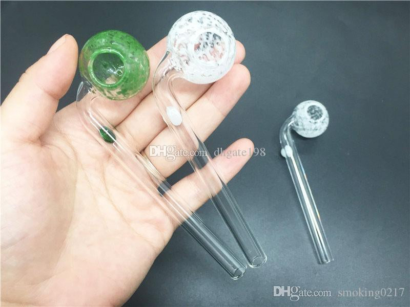 Colorful Pyrex Curved Glass oil burner Pipes for Smoking Crystal Collection glass hand oil tube pipes with Balancer
