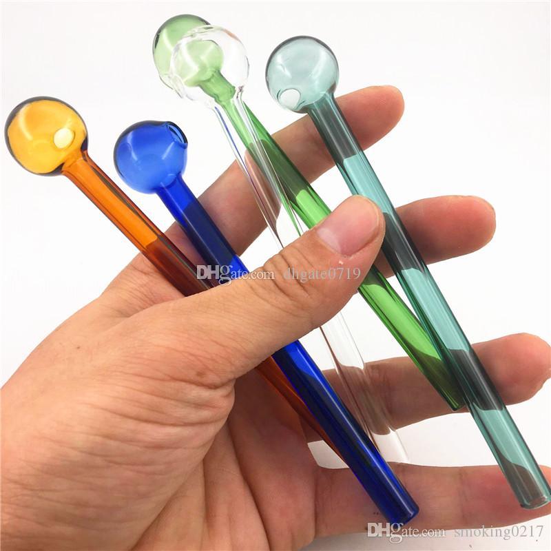 13cm Long--Colored glass Oil Burner Thick Glass oil Tube pipe Glass Puff Cheap Great Pyrex Oil Nail Somking Pipes
