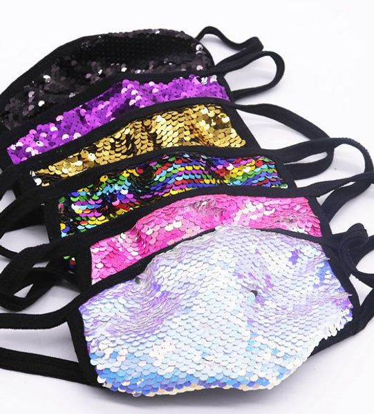 Sequins Club Face Mask Washable Reusable Bling Bling Sequins Protective Mask PM2.5 Dustproof Mouth Masks LJJK2360