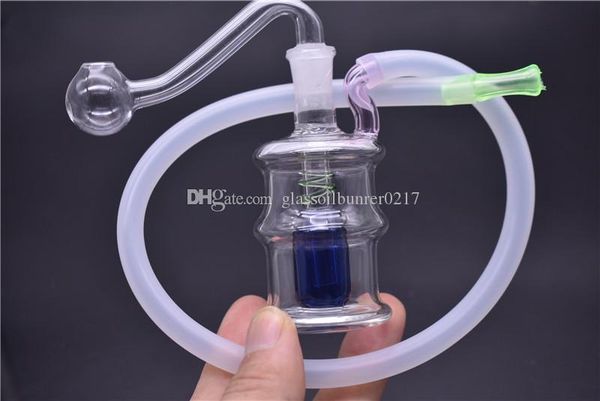 HAND Mini Glass Bong mini bottle style glass water pipe Bubbler portable Water pipe Dab Rig Mini Beaker Recycler Bong with hose