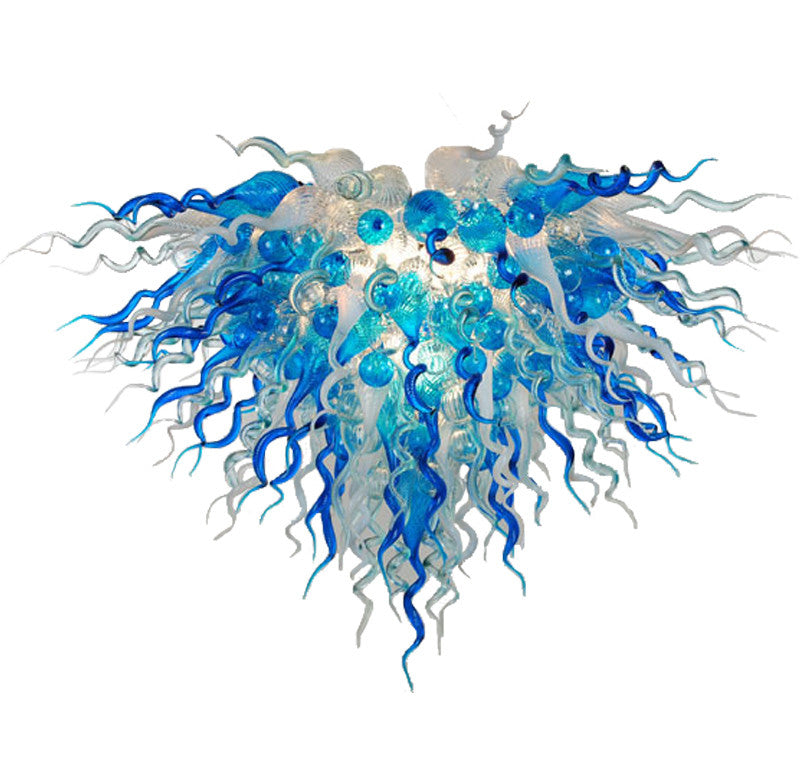 Blue Flower Chandelier lighting Bedroom home decoration Lights LED Bulbs E14 Contemporary 100% Hand Blown Glass Chandelier Light Fixtures