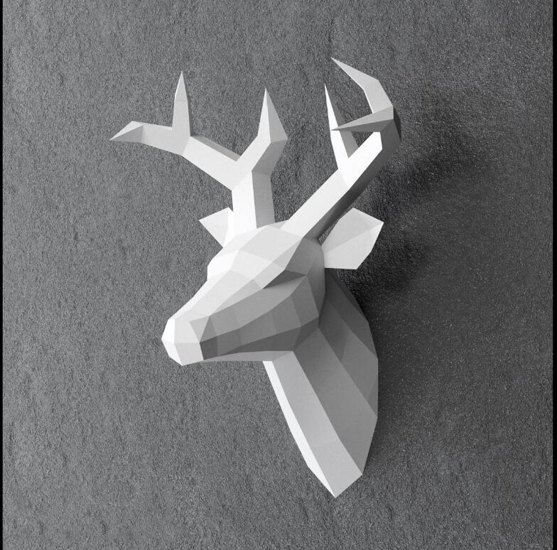 60cm high hand made diy paper deer Novelty Items wall hanging deers head sculpture home decoration living room craft marine animal
