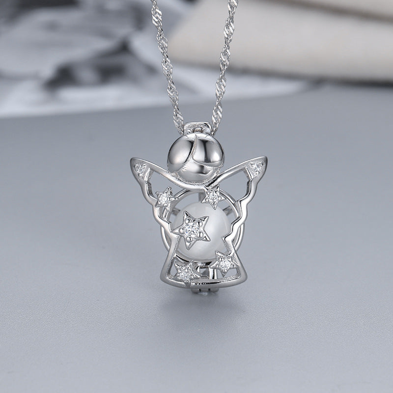 factory outlet S925 Sterling Silver Star Pendant fashion creative Pentagram star pearl cage Necklace DIY jewelry manufacturer WMPD002