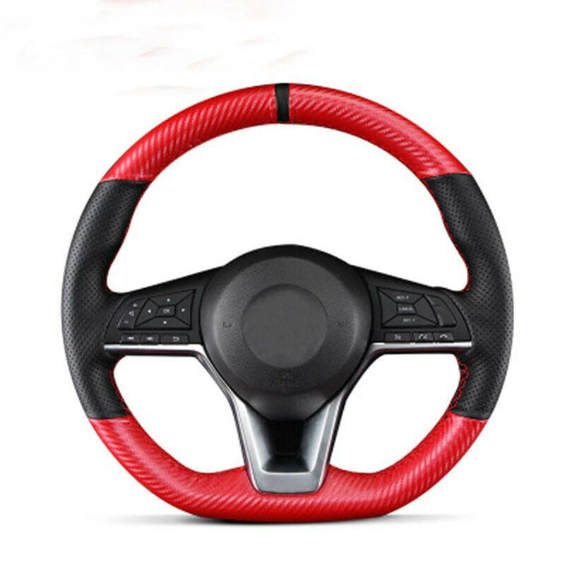 DIYÂ Hand sewing Carbon fiber Car Steering Wheel Cover for Nissan Kicks 2017-18
