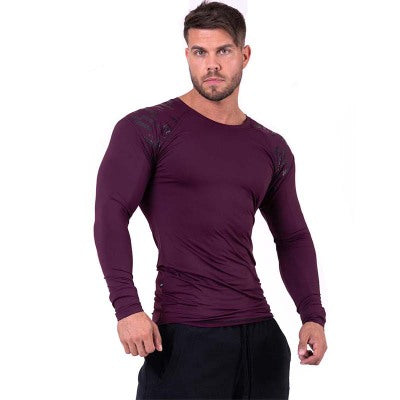 Men&#039;s Designer Yoga T-shirt Sports Outdoor Fitness Fit Slim Muscle Men&#039;s Long Sleeve Round Neck Breathable Tight Sweatshirt Hot Sale