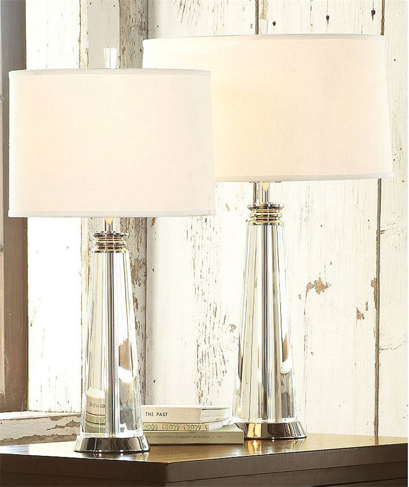 Nordic crystal decorative table lamps bedroom bedside creative fabric desk lamp living room study fashion lights LR001