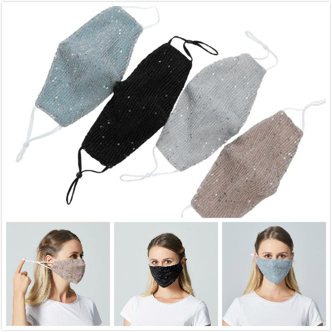 Fashion Bling Bling Sequins Protective Face Mask PM2.5 Dustproof Mouth Masks Washable Breathable Reusable Women Face Mask