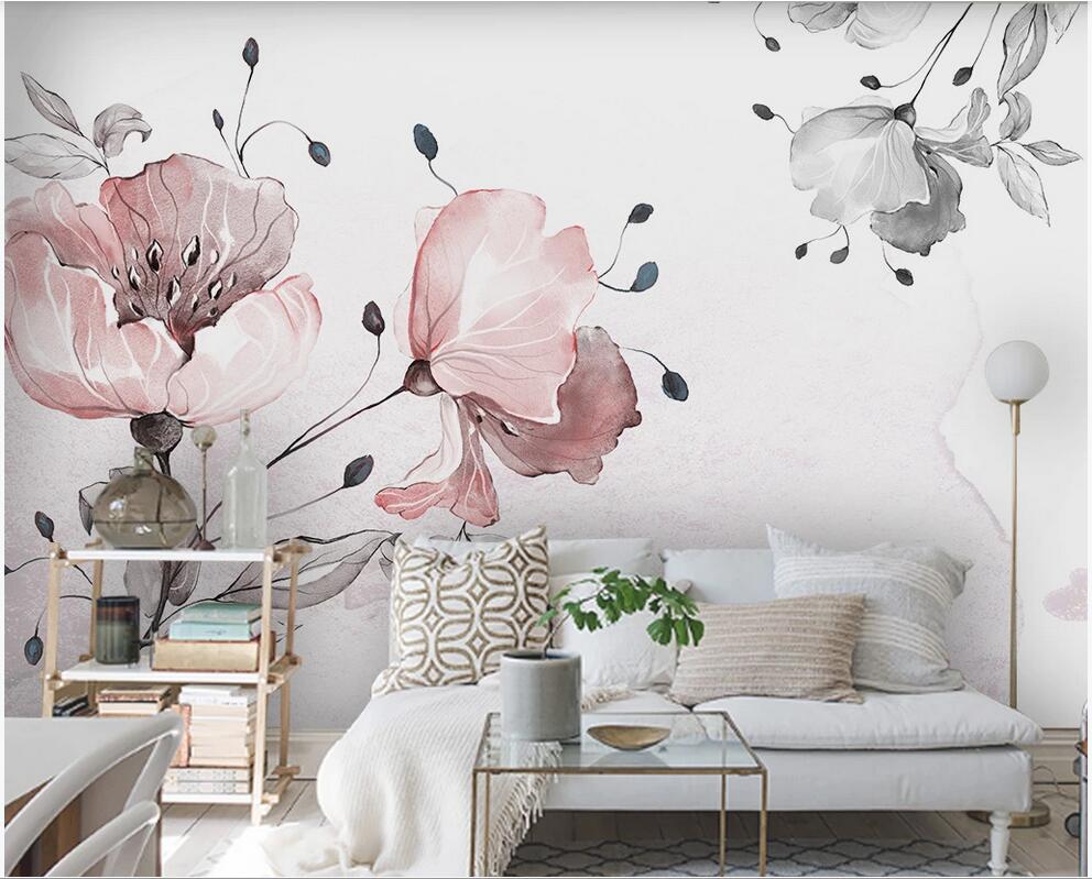 3d wallpaper custom photo Nordic simple watercolor flowers small fresh bedroom background wall home decor wall paper for walls 3 d