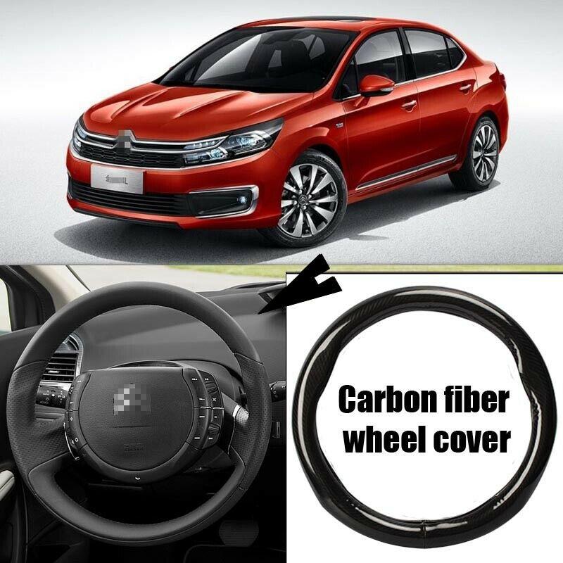 Car-styling 38cm black carbon fiber PVC leather car steering wheel cover for Citroen C4L