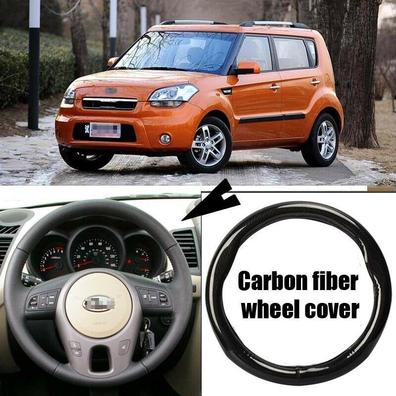 Car-styling 38cm black carbon fiber PVC leather car steering wheel cover for Kia Soul
