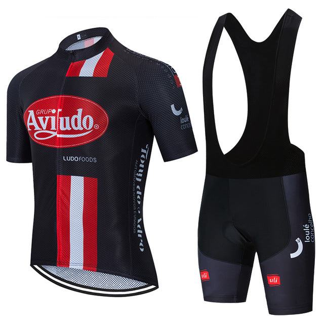 Tour De France 2020 Pro Team AVILUDO Cycling Jersey set summer breathable MTB bike cycling Clothing bib shorts kit Ropa Ciclismo