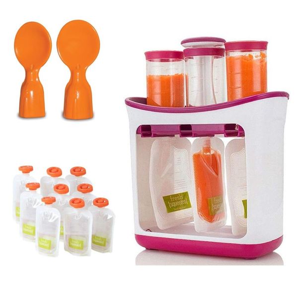 Oem Squeeze Fruit Juice Station And Pouches Feeding Kit Baby Food Storage Containers Fad Free Newborn Food Maker Set Wholesale MwHzv