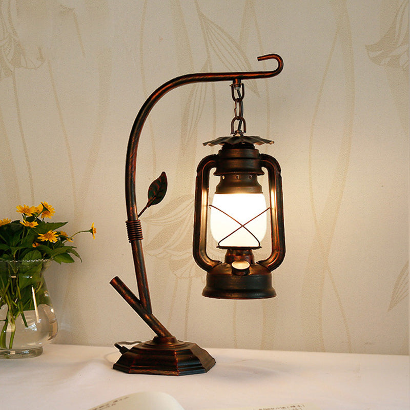 American Country Retro Table Lamp Wrought Iron Desk Lamp Creative Bedroom Kerosene Lamps Antique Nostalgic Coffee Study Bedside Lighting