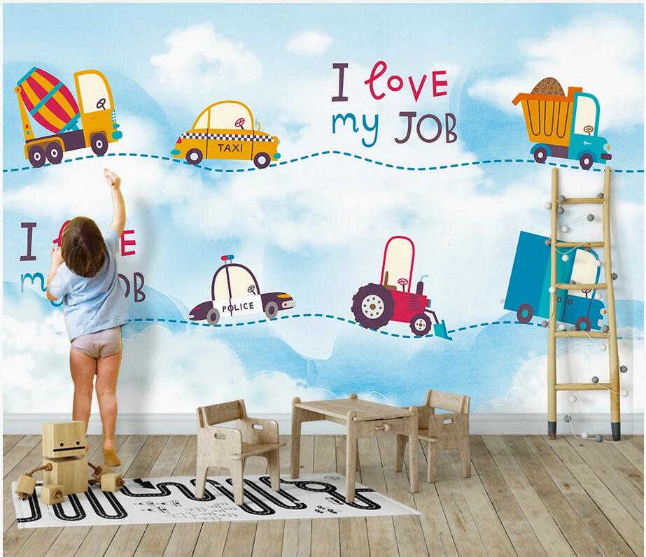 3d wallpaper wall decor custom photo Cartoon car kindergarten background wall decorative painting household wall art canvas pictures